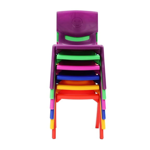 6 Pcs L-Shaped Stackable Chairs, 6 Pcs Plastic Stack Chairs, 6 Pcs Homes Chairs(Yellow, Blue, Pink, Purple, Red, Green)
