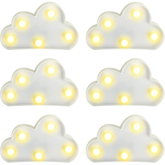 6 Pcs LED Cloud Night Light Can Be Hung On The Wall Kids Room Light, Suitable for Birthday Party Holiday Decoration Baby Room Nursery Decoration