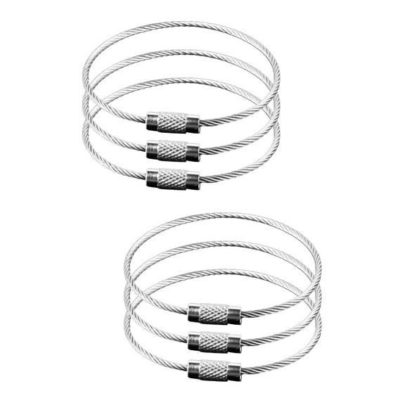 6 Pcs Labels Key Chain Id Tag Keepers Stainless Steel Ring Loop Heavy Duty Keychain