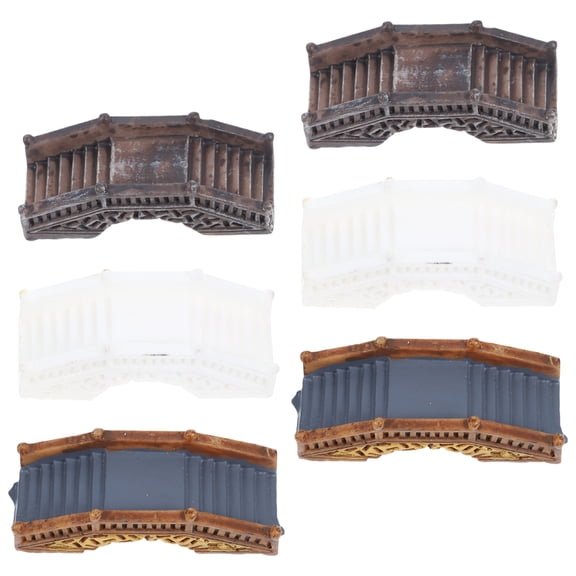 FONDOTIN Arch Bridge Figurine Dark Brown 6Pcs 1.8In