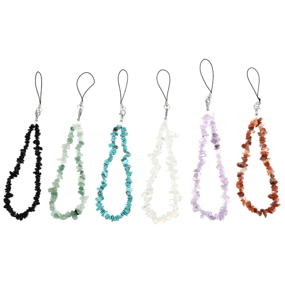 ifundom 6-Pack Assorted Color Beads Phone Charms with Sparkling Crystals for Anti-Lost Phone Lanyard Accessories and Keychains