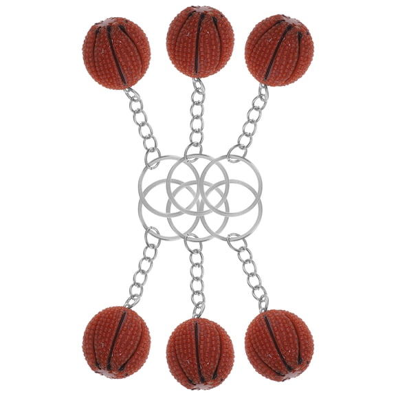 HONITANO 6Pcs Creative Basketball Keychain Brown Sports Souvenir Accessory
