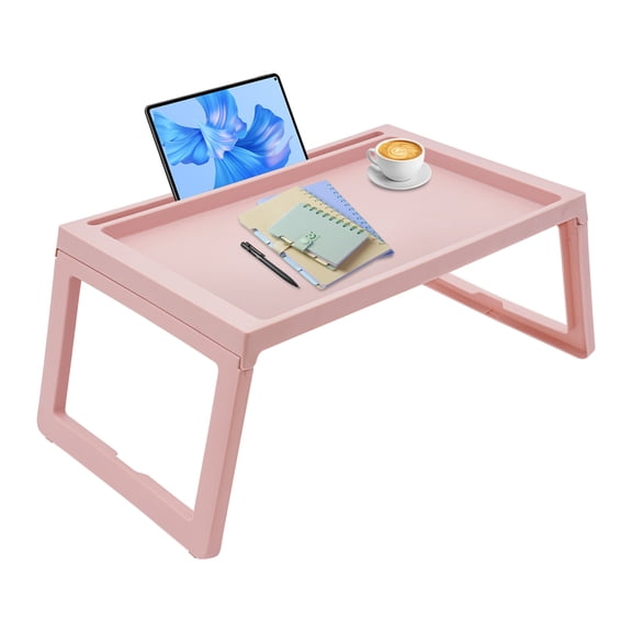 6 Pcs Lap Desk for Bed, PP Foldable Laptop Table, Portable Lap Desk, Home Office Laptop Desk Table for Notebook Tablet,Bed Tray Table, Kids Bed Dinning Desk (Pink)