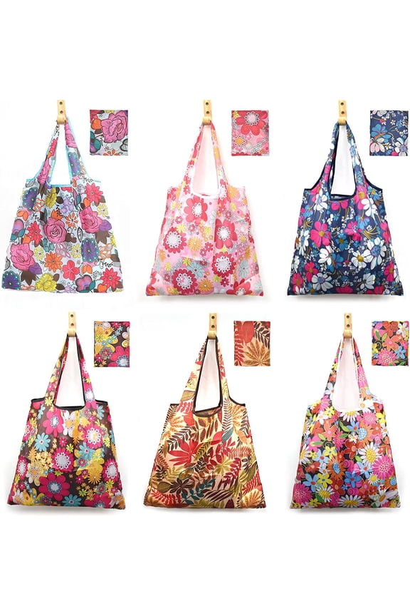 6 Pcs Large Capacity Reusable Grocery Bags Xlarge 50LBS Foldable Grocery Shopping Bags Washable Eco-Friendly Ripstop Nylon Tote Bags.#1