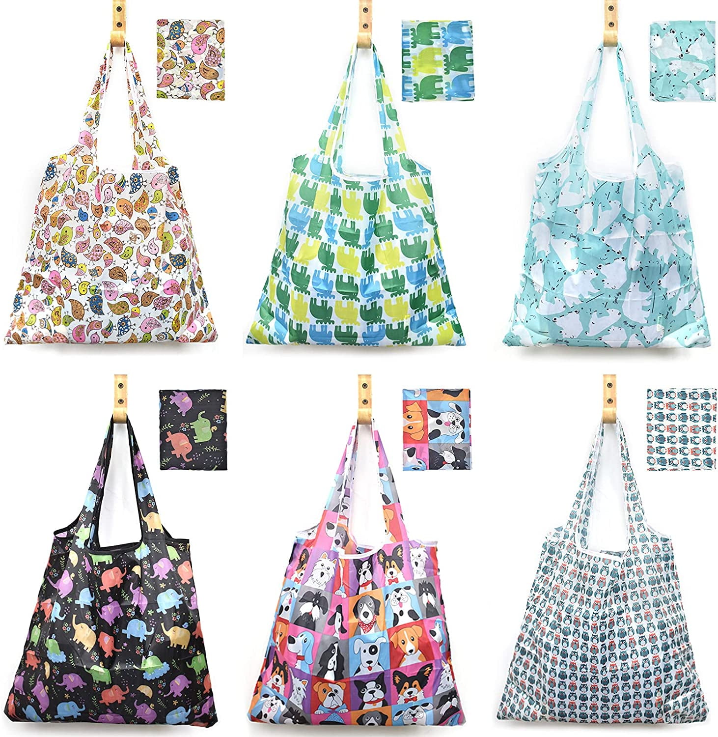 6 Pcs Large Capacity Reusable Grocery Bags Xlarge 50LBS Foldable ...
