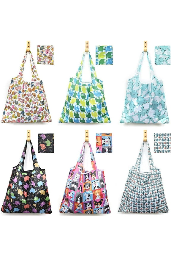 6 Pcs Large Capacity Reusable Grocery Bags Xlarge 50LBS Foldable Grocery Shopping Bags Washable Eco-Friendly Ripstop Nylon Tote Bags.#3