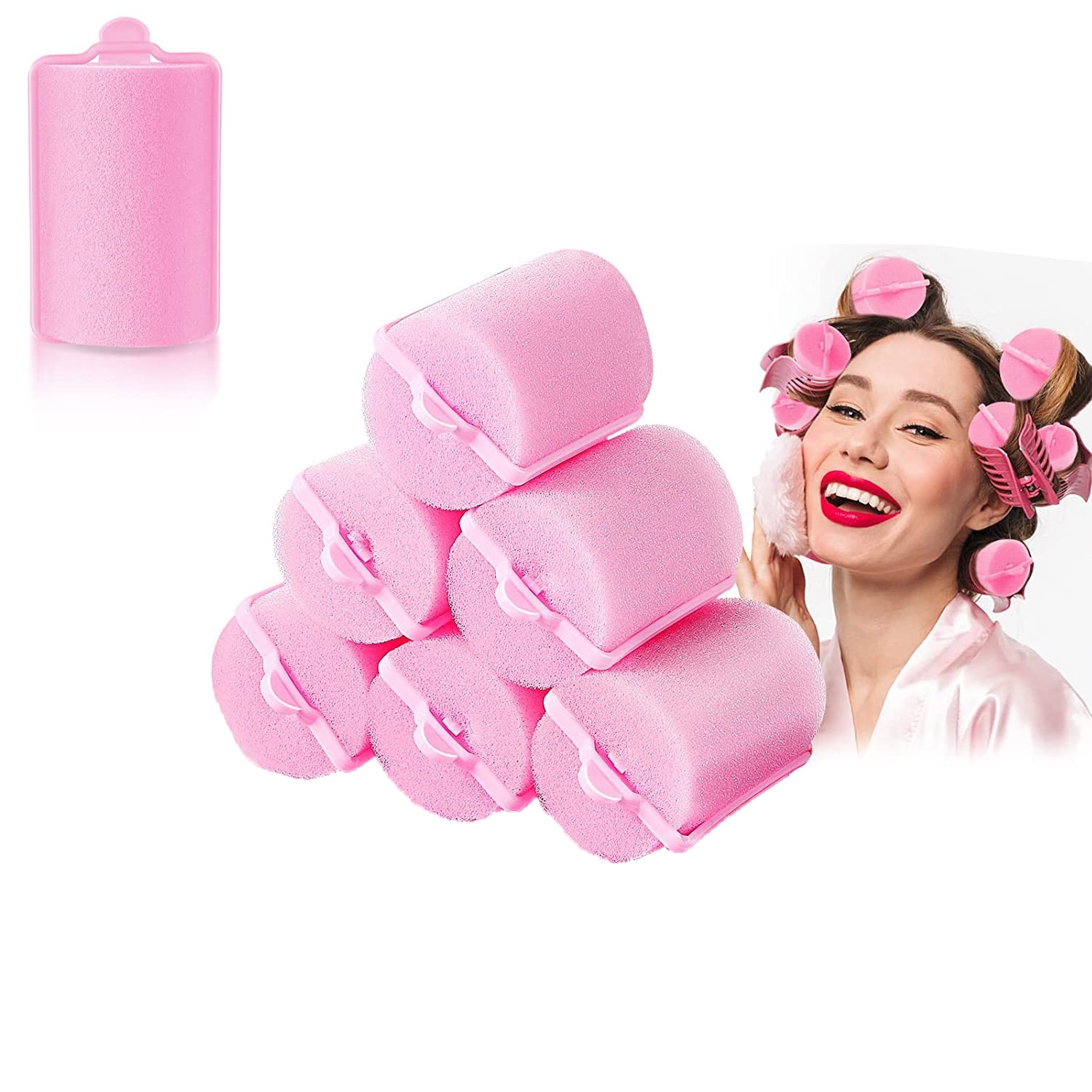 6 Pcs Large Sponge Hair Rollers 1.4 x 2.76 Inch Soft Foam Hair Styling ...