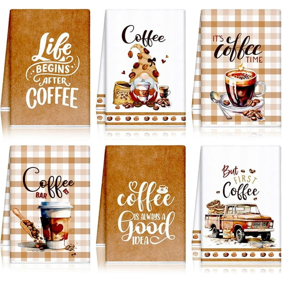 6 Pcs Lavender Summer Kitchen Towel Set Funny Housewife Farmhouse Rustic Bath Hand Towel for Holiday Bathroom Gift, 18 x 26 inches(Purple,Lavender)