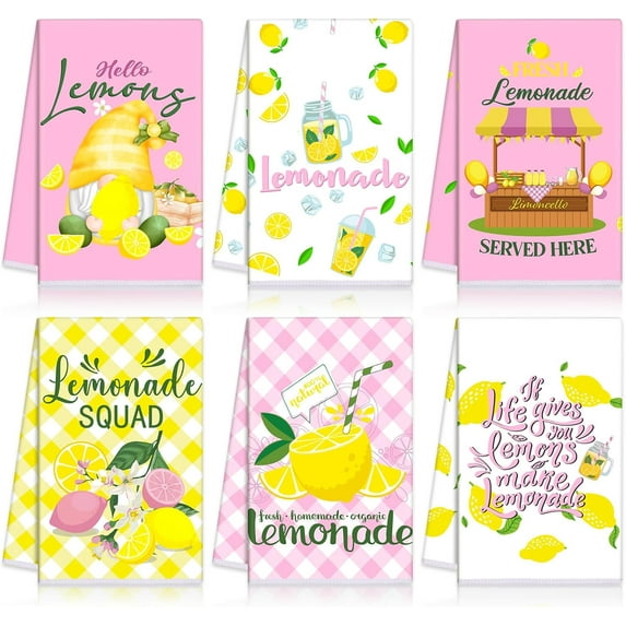 6 Pcs Lavender Summer Kitchen Towel Set Funny Housewife Farmhouse Rustic Bath Hand Towel for Holiday Bathroom Gift, 18 x 26 inches(Purple,Lavender)