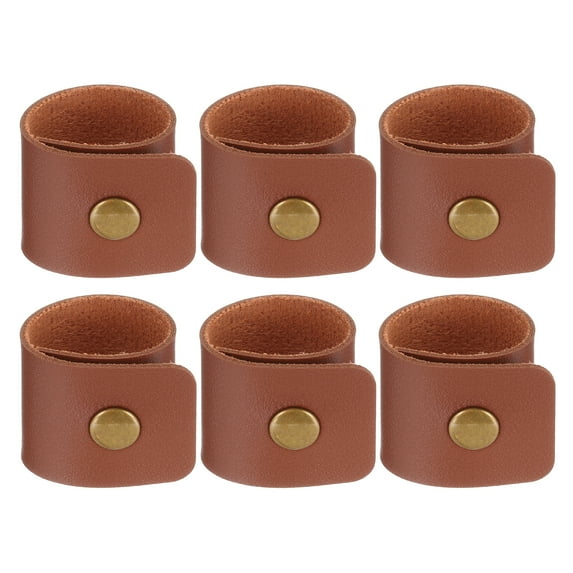 6 Pcs Leather Napkin Rings Rustic Table Decor Thanksgiving Brown
