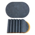thumbnail image 1 of 6 Pcs Leather Oval Placemats for Kitchen Dining Table Decor Heat Resistant Table Placemats Wipeable Table Mat Blue/Yellow 17.3x11.8inch, 1 of 6