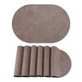 thumbnail image 1 of 6 Pcs Leather Oval Placemats for Kitchen Dining Table Decor Heat Resistant Table Placemats Wipeable Table Mat Dark Brown 17.3x11.8inch, 1 of 6