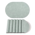thumbnail image 1 of 6 Pcs Leather Oval Placemats for Kitchen Dining Table Decor Heat Resistant Table Placemats Wipeable Table Mat Green/Ivory White 17.3x11.8inch, 1 of 6