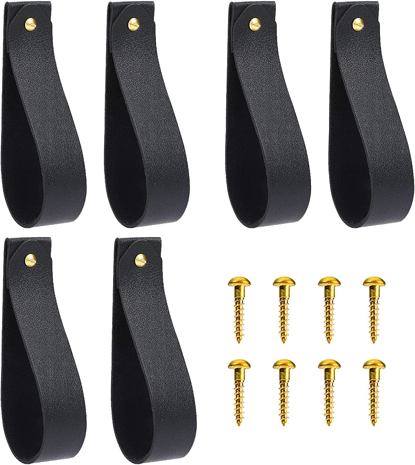 6 Pcs Leather Wall Hooks Wall Hanging Strap Leather Curtain Rod Holder  Leather Straps Hanger Towel Leather Hook for Towel Bathroom Kitchen  Bedroom(Black) 