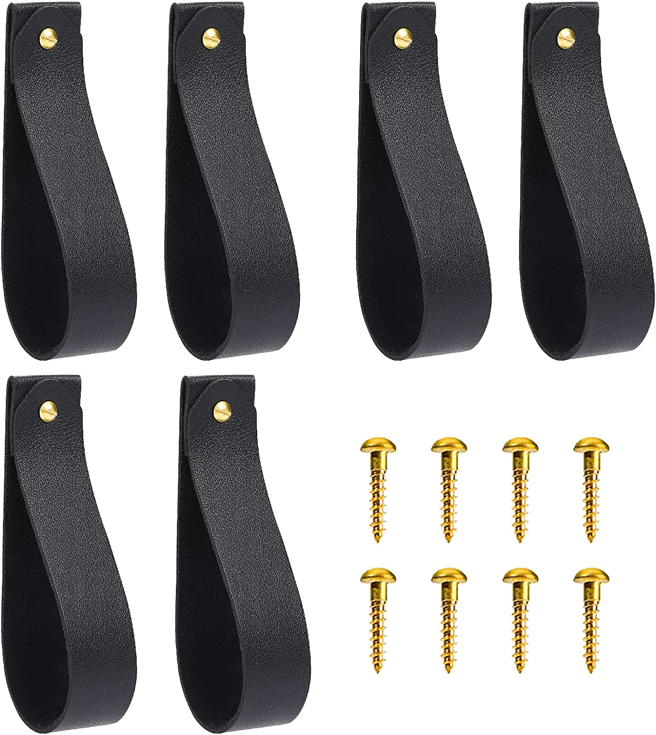 6 Pcs Leather Wall Hooks Wall Hanging Strap Leather Curtain Rod Holder Leather Straps Hanger Towel Leather Hook for Towel Bathroom Kitchen Bedroom(Black)