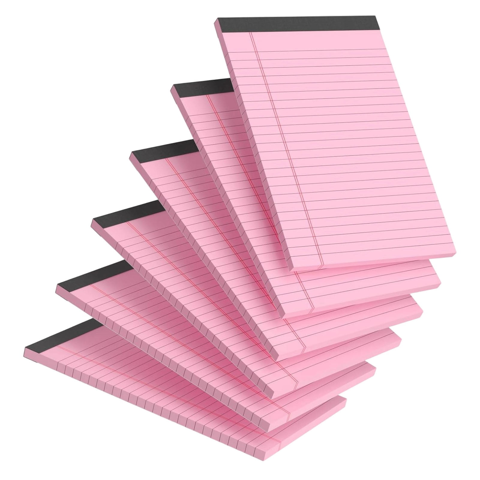 6 Pcs Legal Pads,Colored Note Pads,5 X 8 inch College Ruled Writing Pads,Ruled Lined Writing Note Pads,A5 Notepad with Sturdy Back,Easy Tear-Off Legal Ruled Pads for Office,Home,To Do List,Pink