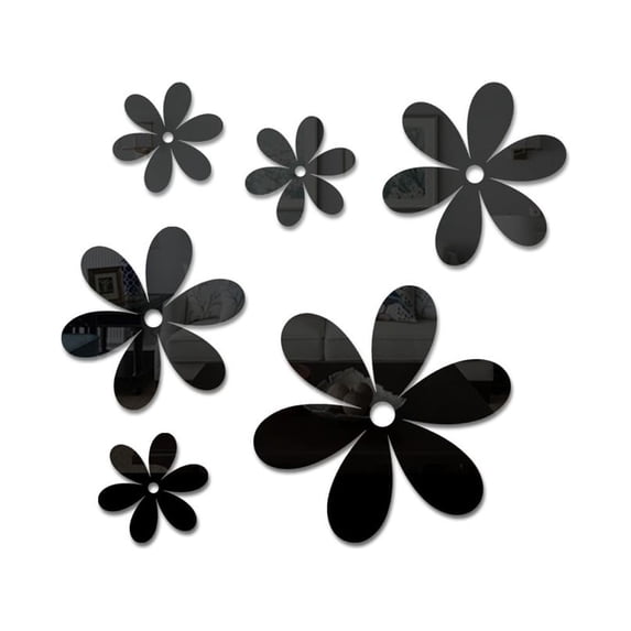 6 Pcs Little Flowers Mirror Stickers, Acrylic Mirror Floral Wall Stickers Self Adhesive Mirror Wall Decor Removable Mirror Decor 3D Flower DIY Wall Sticker for Living Room Bedroom Bathroom
