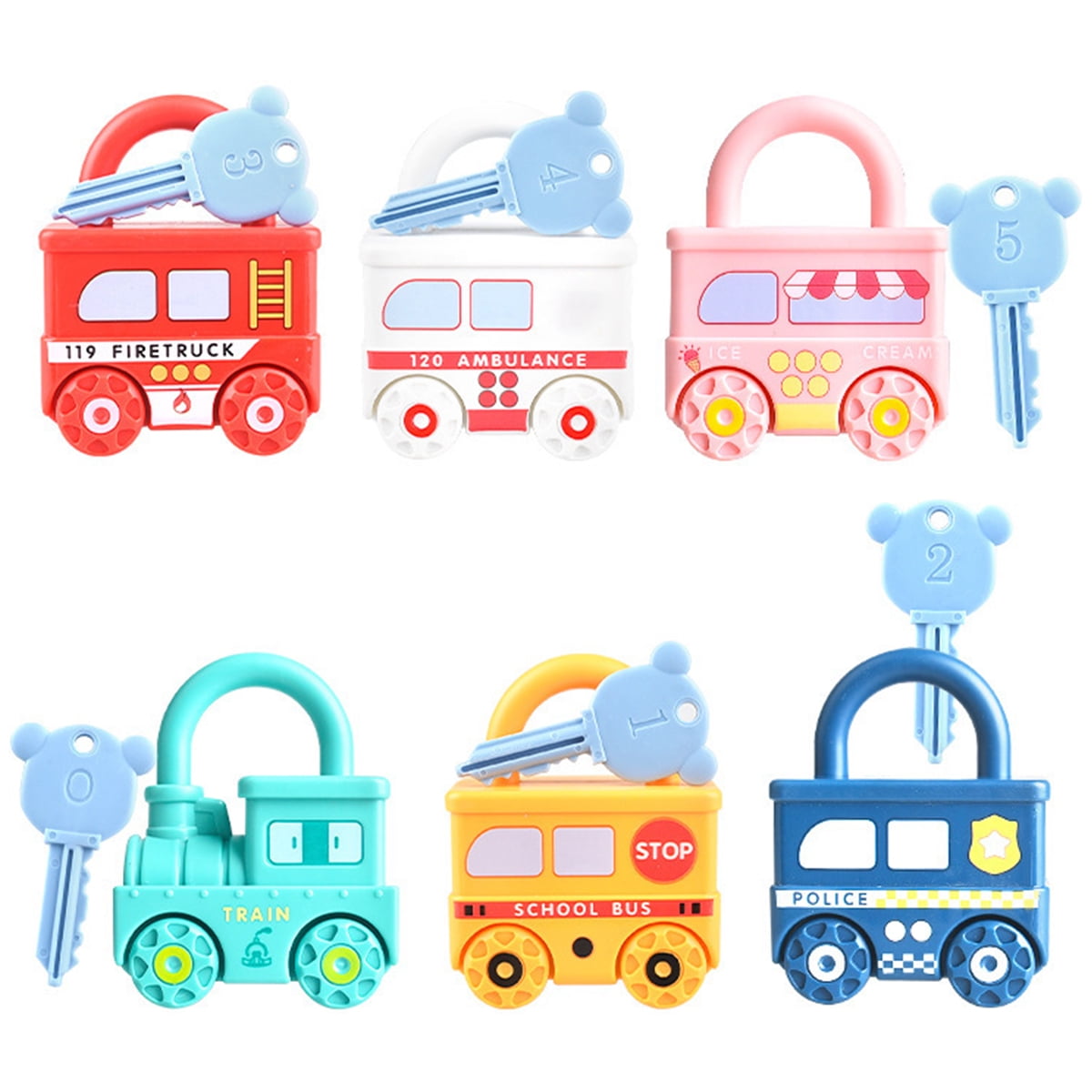 6 Pcs Lock and Key Toy for Toddlers Numbers Matching and Counting Kids