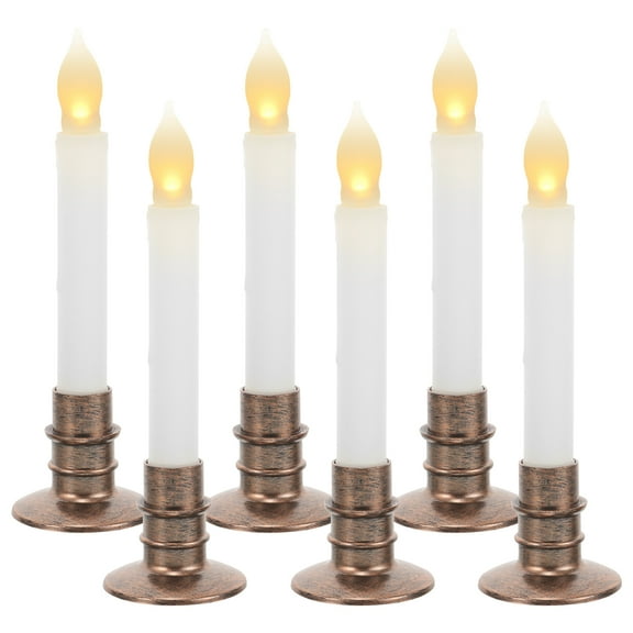 6 Pcs Long Stick Candle Lights Lamps Bathroom Decorations Base Christmas Drcor LED Candlesticks