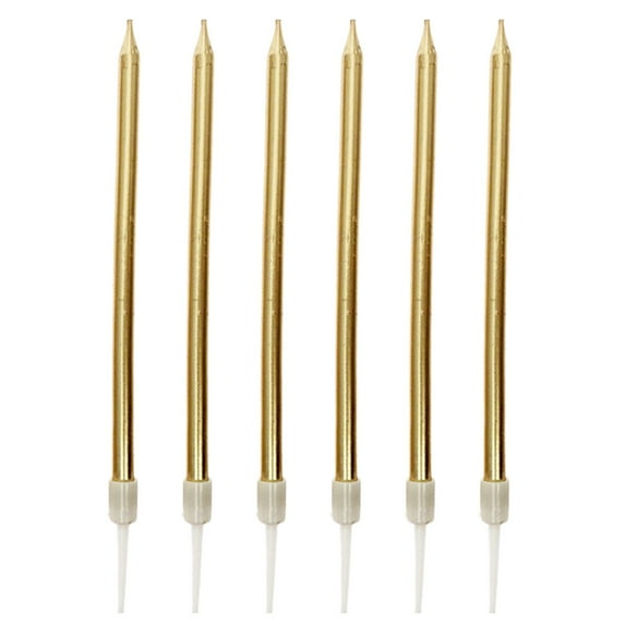 6 Pcs Long Thin Metallic Birthday Candles, Cake Candles, Happy Birthday Cake Toppers, Birthday Parties, Wedding Decorations, Party Candles, Cake Decorations, Tall Birthday Candles