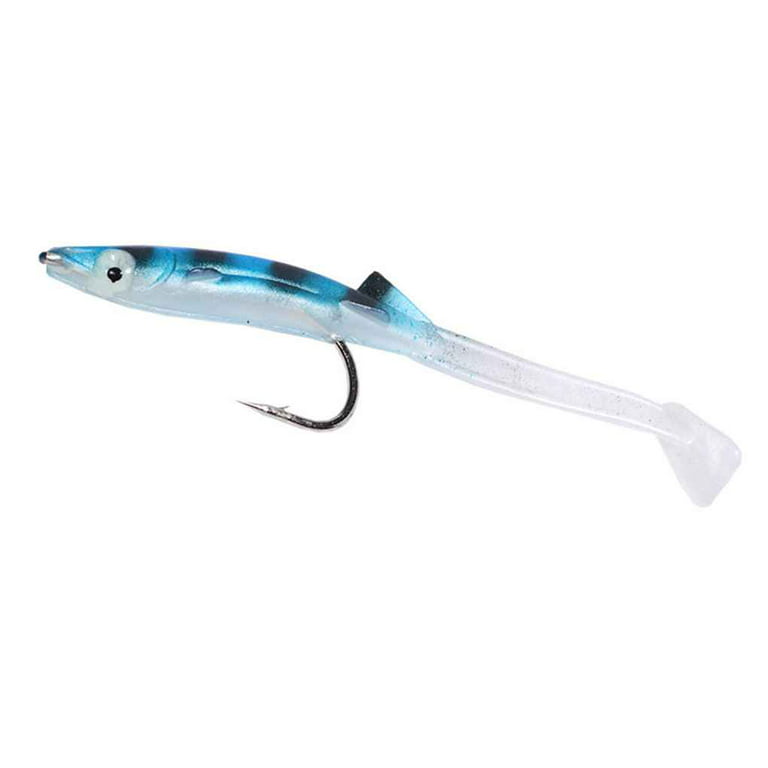 6 Pcs/Lot Soft Glow Eel Lures Silicone Artificial Eel Fishing Baits Sea Bass  Pike Grouper Head Tackle Leopard blue 