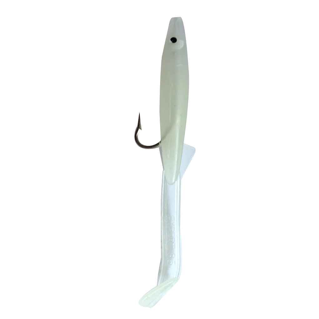 6 Pcs/Lot Soft Glow Eel Lures Silicone Artificial Eel Fishing Baits Sea Bass  Pike Grouper Head Tackle Yellow and white 