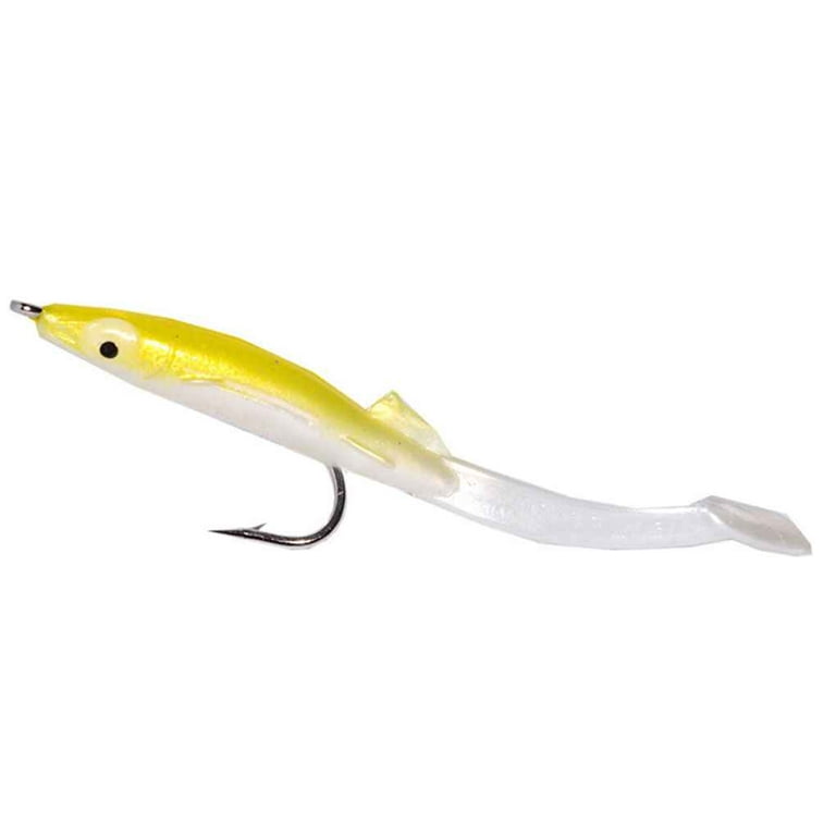 6 Pcs/Lot Soft Glow Eel Lures Silicone Artificial Eel Fishing Baits Sea  Bass Pike Grouper Head Tackle Yellow and white 