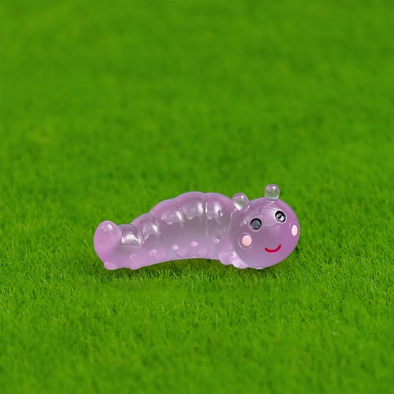 6 Pcs Luminous Mini Worm Glow in The Dark Worm Figurine Cute Miniature Animals Ornaments for Dollhouse Fairy Garden Decoration Accessories DIY Craft Micro Landscape
