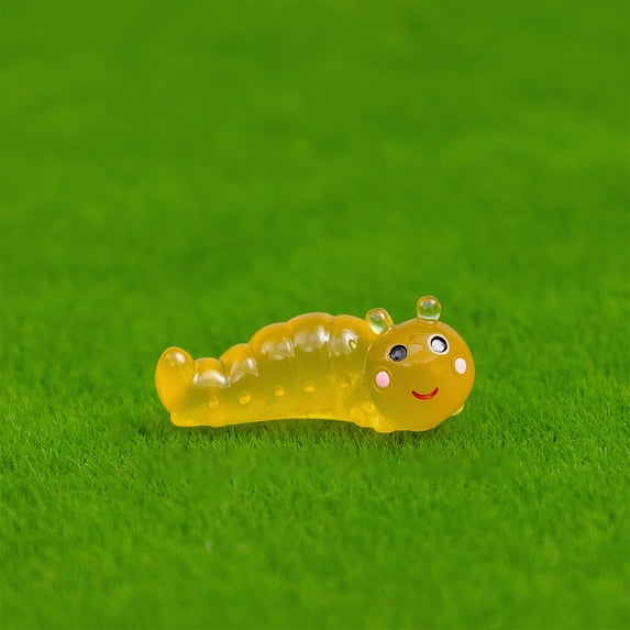 6 Pcs Luminous Mini Worm Glow in The Dark Worm Figurine Cute Miniature Animals Ornaments for Dollhouse Fairy Garden Decoration Accessories DIY Craft Micro Landscape