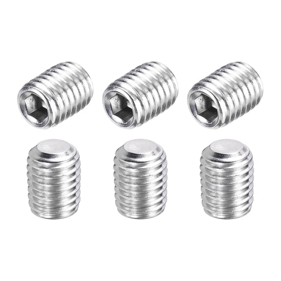 6 Pcs M12-1.75 x 16mm Grub Screws, 304 Stainless Steel Cup Point Allen Head Screws Internal Hex Socket Drive