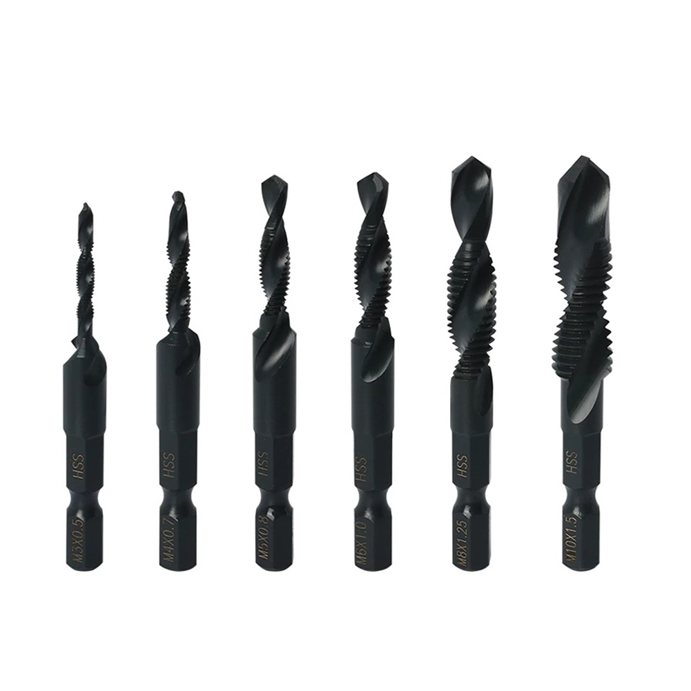 6 Pcs M3-M10 Tap Drill Bit Hex Shank Drilling Tools Nitriding Tap ...
