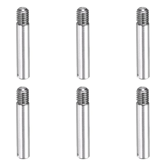6 Pcs M3 x 12mm Slotted Cylindrical Pins, 304 Stainless Steel External Thread Locating Parallel Pins