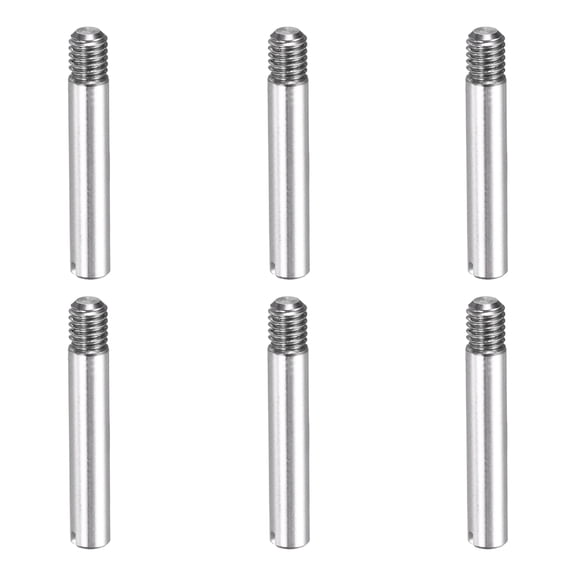 6 Pcs M3 x 16mm Slotted Cylindrical Pins, 304 Stainless Steel External Thread Locating Parallel Pins