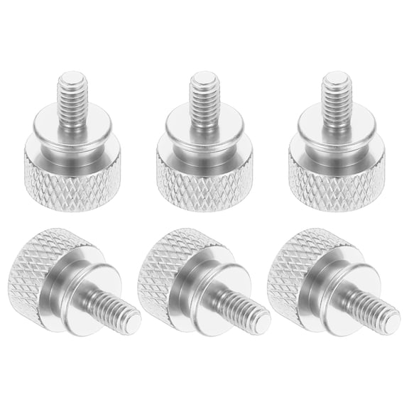 6 Pcs M4*0.7 Knurled Thumb Screw Computer Case Threaded Hand Tighten Screws for PC Case, Silver