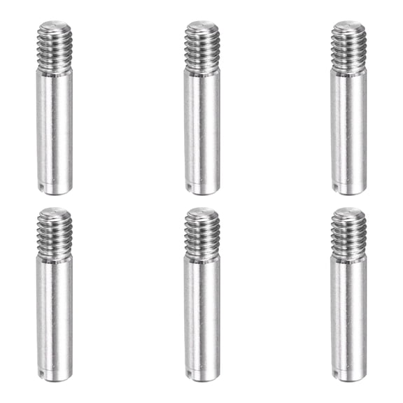 6 Pcs M6 x 25mm Slotted Cylindrical Pins, 304 Stainless Steel External Thread Locating Parallel Pins