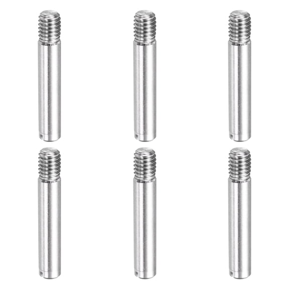 6 Pcs M6 x 35mm Slotted Cylindrical Pins, 304 Stainless Steel External Thread Locating Parallel Pins