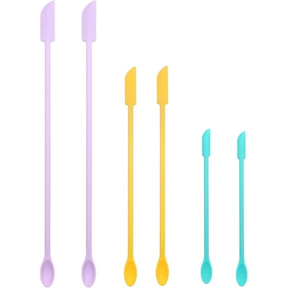 6 Pcs Makeup Spatula, Mini Silicone Spatula Multi Size Spatula for Cosmetics, Lotion Bottles and Kitchen Containers,Dishwasher reliable,BPA Free - Multi-Functional High-Efficiency Desig
