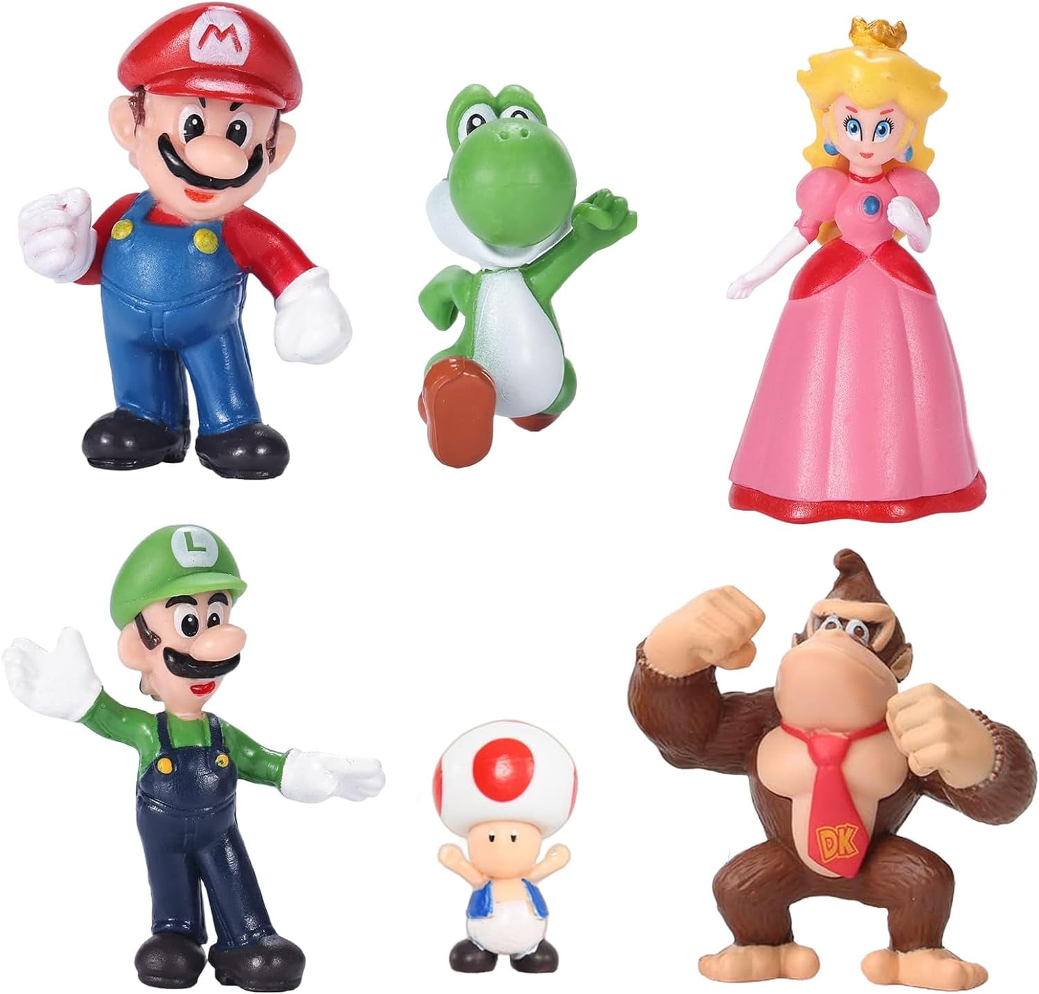 6 Pcs Mario Bros Action Figures, Mario Bros Toys, Brother Character Cake Toppers Figures, Mario Cupcake Toppers, Super Mary Figures, Gifts for Kids Birthday Party Halloween Chrismas