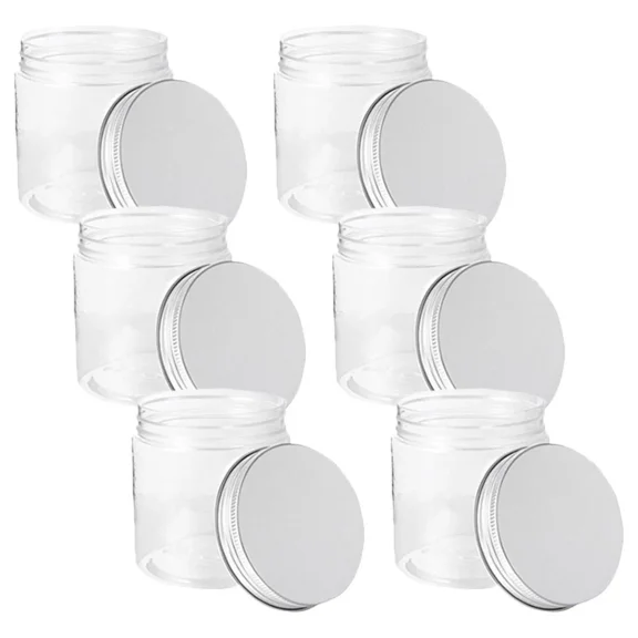 6 Pcs Mason Jars Small Mini Plastic Bottle Baby Clear With Lids Food Storage
