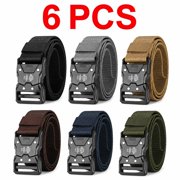 6 Pcs Mens Outdoor Nylon Belts with Quick-Release Buckles - Adjustable Durable Sports Belts for Work, Commuting, Outdoor Activities & Everyday Wear, Available in Black, Brown, Green, Navy Blue, Gray