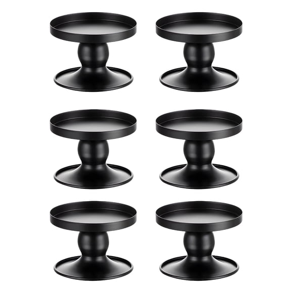 6 Pcs Metal Black Candlestick Holder, Decorative Candle Stand Set with Dual Purpose, Matte Black Iron Unity Candle Holders for Weddings, Home, Living Room Decor