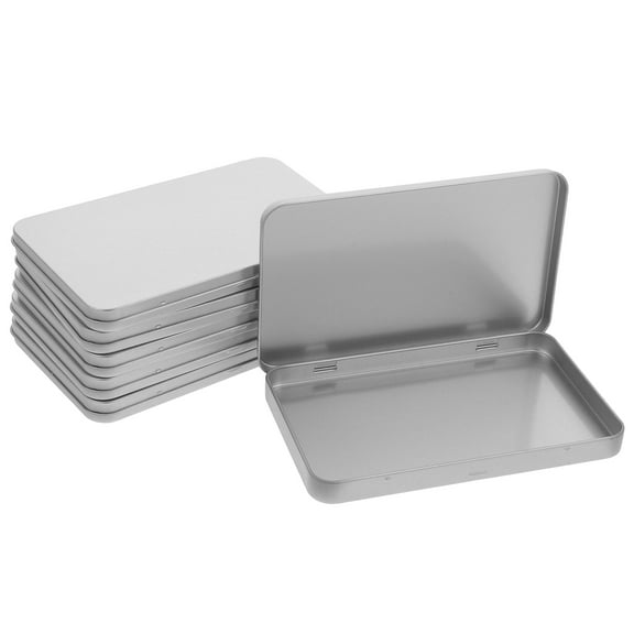 Homoyoyo Metal Storage Box Silver Tinplate for Storage Compact and 6Pcs