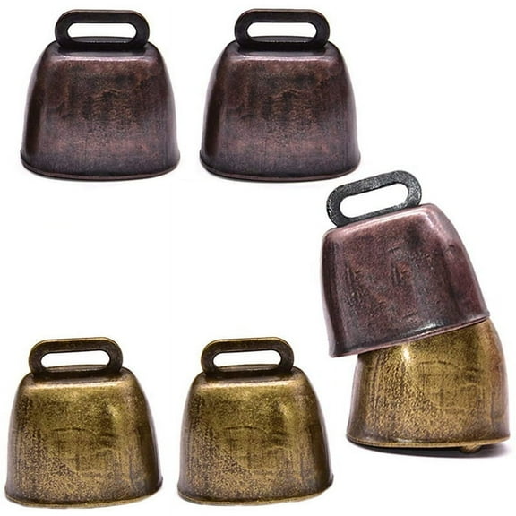 ckepdyeh 6 Pcs Metal Cow Bell, Cowbell Retro Bell for Horse Sheep Grazing Copper, Cow Bells Noise Makers