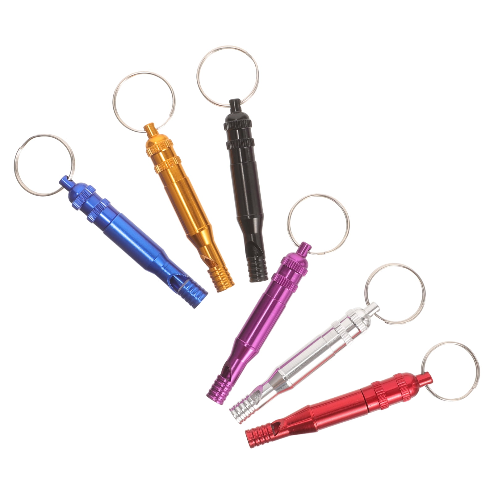 6 Pcs Metal Craft Emergency Whistle Survival Keychain Lifeguard ...