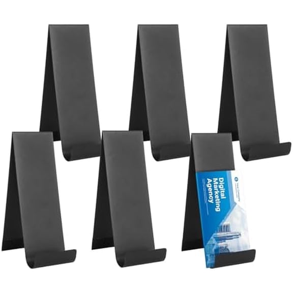 6 Pcs Metal Fancy Brochure Holder Display Flyer Brochure Holder Stand Table Vertical Countertop Literature Organizer for Booklets Pamphlet Magazine Menu Journals (Black)$$Other