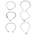 thumbnail image 1 of 6 Pcs Metal Headband for Men Women's Unisex Hair Band Black Spring Wavy Non-slip Fashion Sports Headwear Accessories, 1 of 5