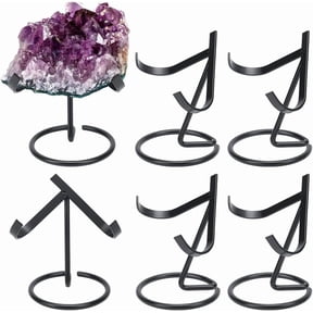 6 Pcs Metal Holder Iron Easel Stands Holder Decorative Ball Stand for Rocks Geodes Heart Stones Black Handmade