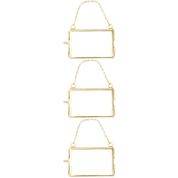 6 Pcs Metal Mini Photo Frame Hanging Artwork Display Golden Glass Picture Rural Pressed Flower Frames Wall
