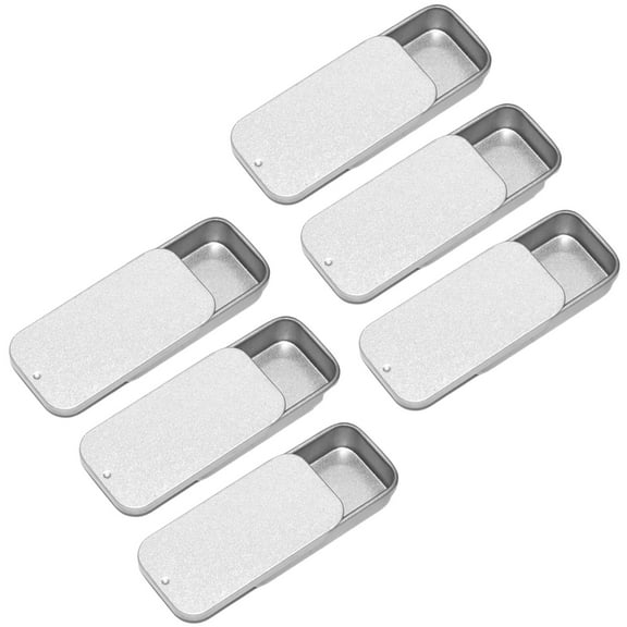 6 Pcs Metal Slide Top Tin Containers,Silver Metal Tin Container,Slide Top Tin Box,Mini Empty Metal Containers for Candies,Jewelry,Crafts,Pills,Lip Balms,Cards and Herbs, 2.4 x 1.3 x 0.4 in
