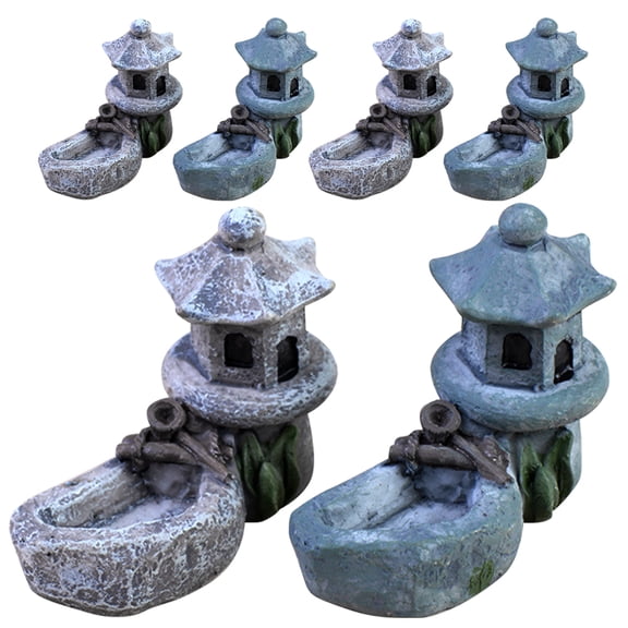 6 Pcs Micro Landscape Ornament Toy Bonsai Garden Decor Terrarium Container Mini Tower Resin Tower Statue